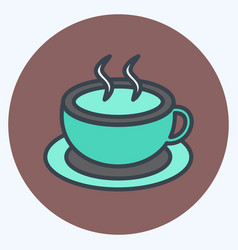 Hot Coffee Icon In Trendy Color Mate Style