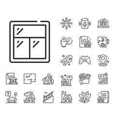 Window Line Icon Glass Frame Sign Floor Plan