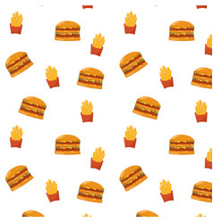 Burger And French Fry Seamless Pattern On White