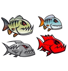 Cartoon Colorful Pirhana Fish Characters