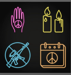 Pacifism And Peace Neon Icon Set