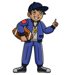 American Football Coach Cartoon Colored Clipart