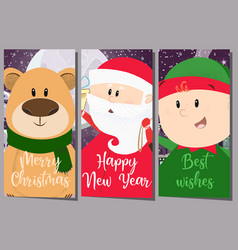 Creative Greeting Card With Cartoon Trio