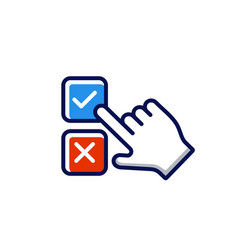 Voting Right And Wrong Icon Line With Hand Select