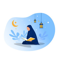 Man Is Reading Al Quran On Night Ramadan Day