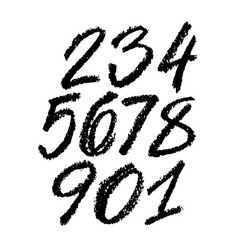 Set Of Calligraphic Pastel Or Charcoal Numbers