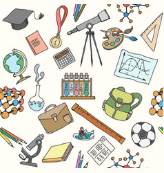 Back To School Sketch Seamless Pattern Stock