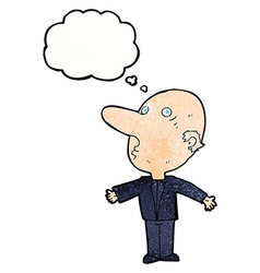 Cartoon Confused Middle Aged Man With Thought