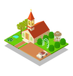 Church Ritual Concept Banner Isometric Style