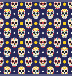 Pattern With Sugar Skulls For Day Of The Dead