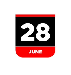 28th June Calendar Date Icon 28 Lettering