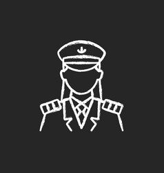 Female Captain Chalk White Icon On Dark Background