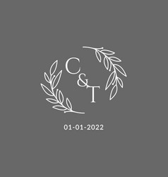 Initial Letter Ct Monogram Wedding Logo