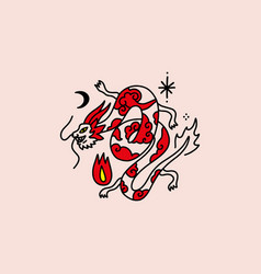 Cartoon Asian Chinese Dragon Square