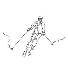 Continuous Line Drawing Alpine Skier Skiing