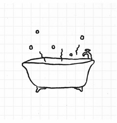 Doodle Bathtub On A Grid Background