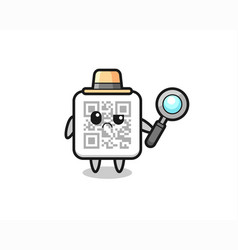 Mascot Of Cute Qr Code As A Detective