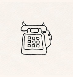 Retro Landline Phone Doodle Style