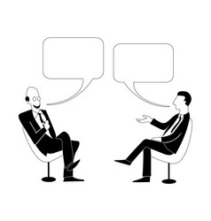 Two Men Are Talking Black Outline Image