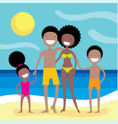 Happy African American Family On The Beach Summer