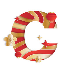 Letter C Alphabet Font Chinese New Year Concept