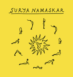 Pictogram Of Surya Namaskar Circle Sun Yoga Poses