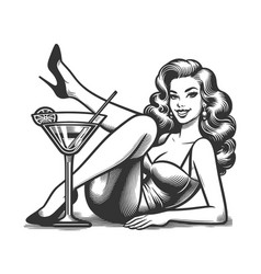 Retro Pin-up Girl Alcohol Drink Engraving