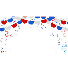 Blue Red White Flag Garland And Confetti Hanging