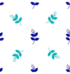 Blue Willow Leaf Icon Isolated Seamless Pattern