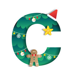 Letter C Alphabet Font Cute Merry Christmas