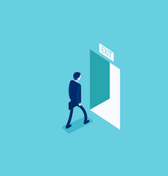 Man Walking To Exit Through An Open Door