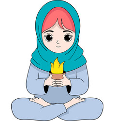 Cartoon Doodle Of Muslim Worship A Woman Wearing