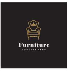 Chair Interior Line Art Royal King Logo Design Ins