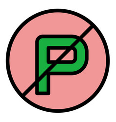 No Parking Sign Icon Flat