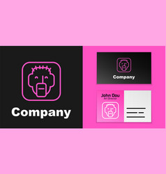 Pink Line Rapper Icon Isolated On Black Background