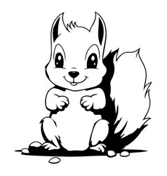 Cute Cartoon Squirrel Sitting On The Ground