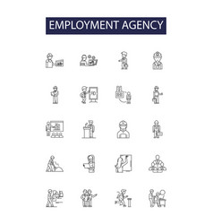 Employment Agency Line Icons And Signs