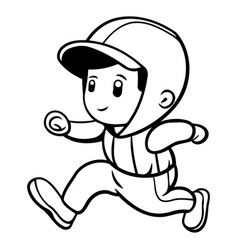 Running Boy Wearing Baseball Cap In Cartoon Style