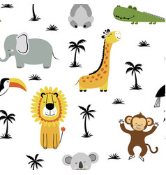 Seamless Pattern With Hand Drawn Baby Animals