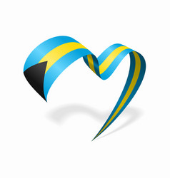 Bahamian Flag Heart Shaped Ribbon