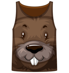 Tank Top With Face Of Beaver Pattern