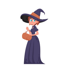 A Girl Wearing Scary Witch Outfit Is Holding