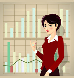 Business Woman Cartoon Presenting Proposal