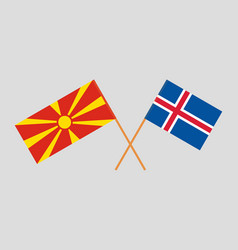 Crossed Flags Of North Macedonia And Iceland