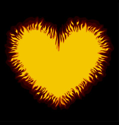 Flaming Heart Yellow Frame On Black Background