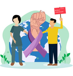 Medical Personnel Celebrate World Cancer Day Illus