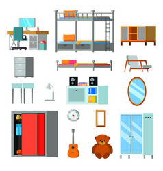 Teen Room Constructor Flat Icons With Furniture