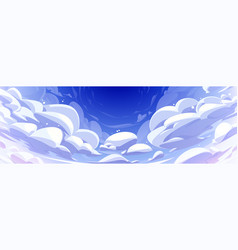 Blue Anime Sky Background With Fluffy Clouds