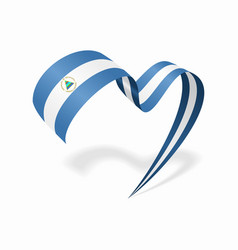 Nicaraguan Flag Heart Shaped Ribbon