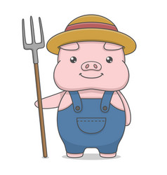 Cute Farmer Pig With Fork